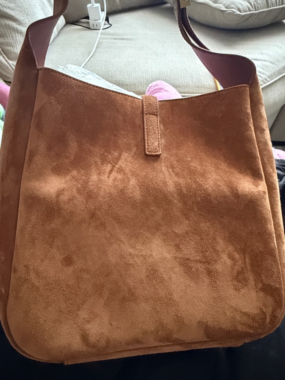 Yves Saint Laurent Caramel Cognac Suede Hobo Bag - Picture 5 of 7